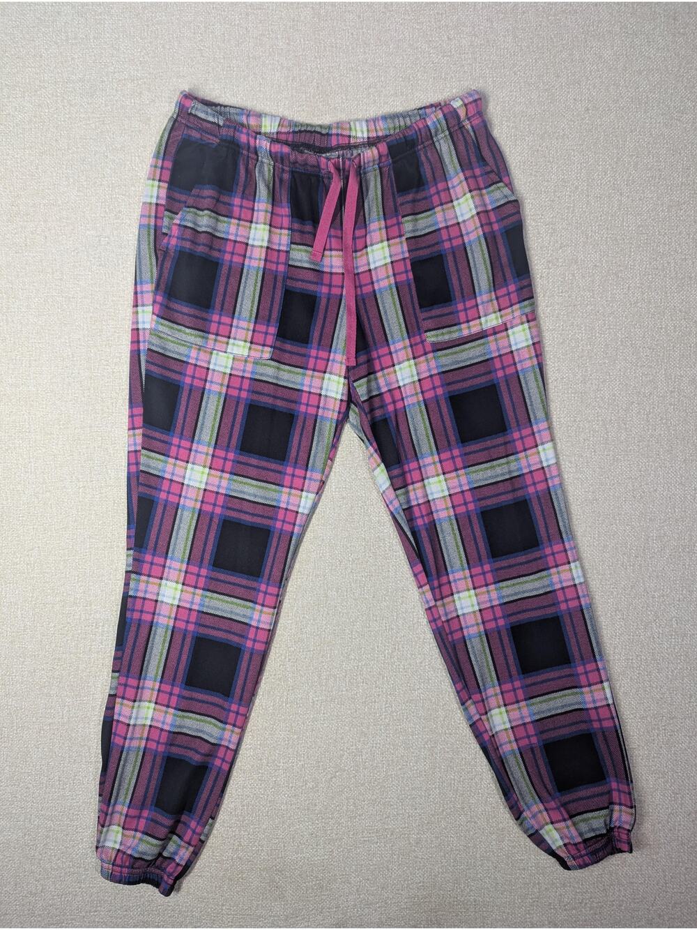Joyspun Women's Pink Plaid Knitted Pajama Lounge Pants